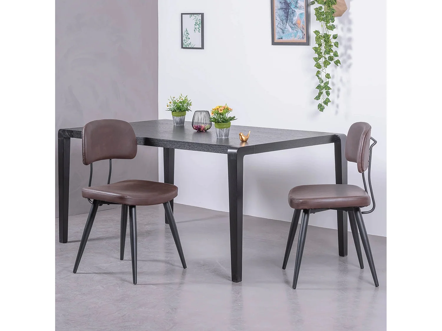 Chaise industrielle rétro tapissée en simili cuir - Copine - Brun