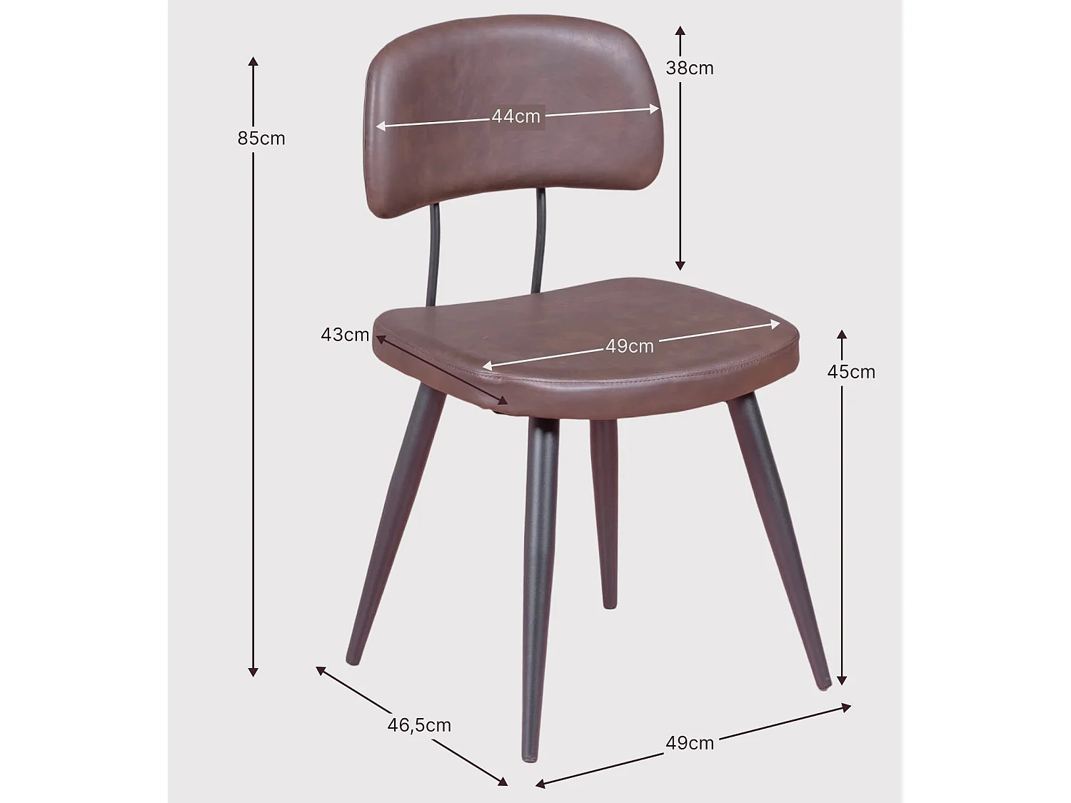 Chaise industrielle rétro tapissée en simili cuir - Copine - Brun