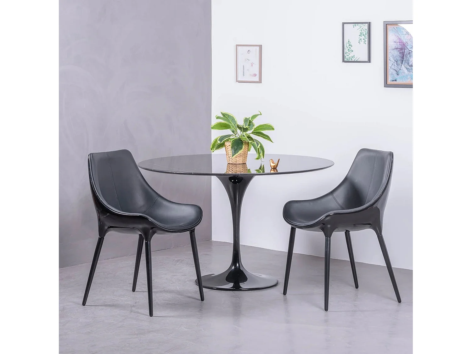 Moderner Designstuhl mit Kunstlederbezug - Olaan - Schwarz