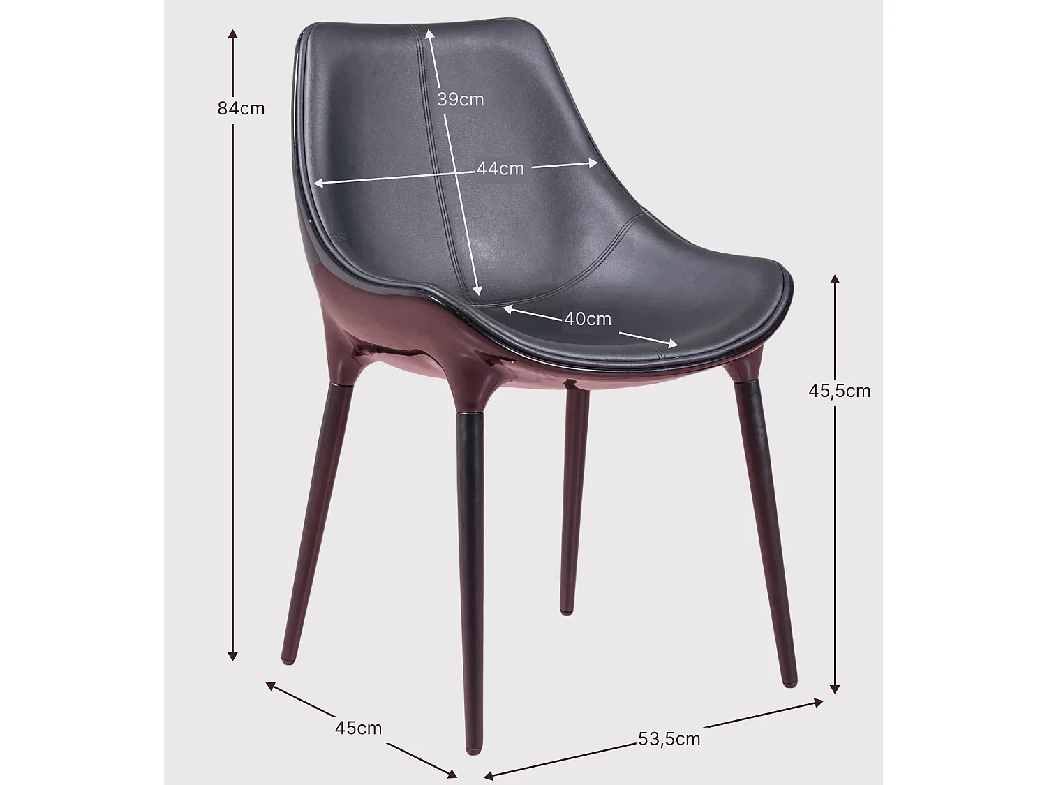Moderner Designstuhl mit Kunstlederbezug - Olaan - Schwarz