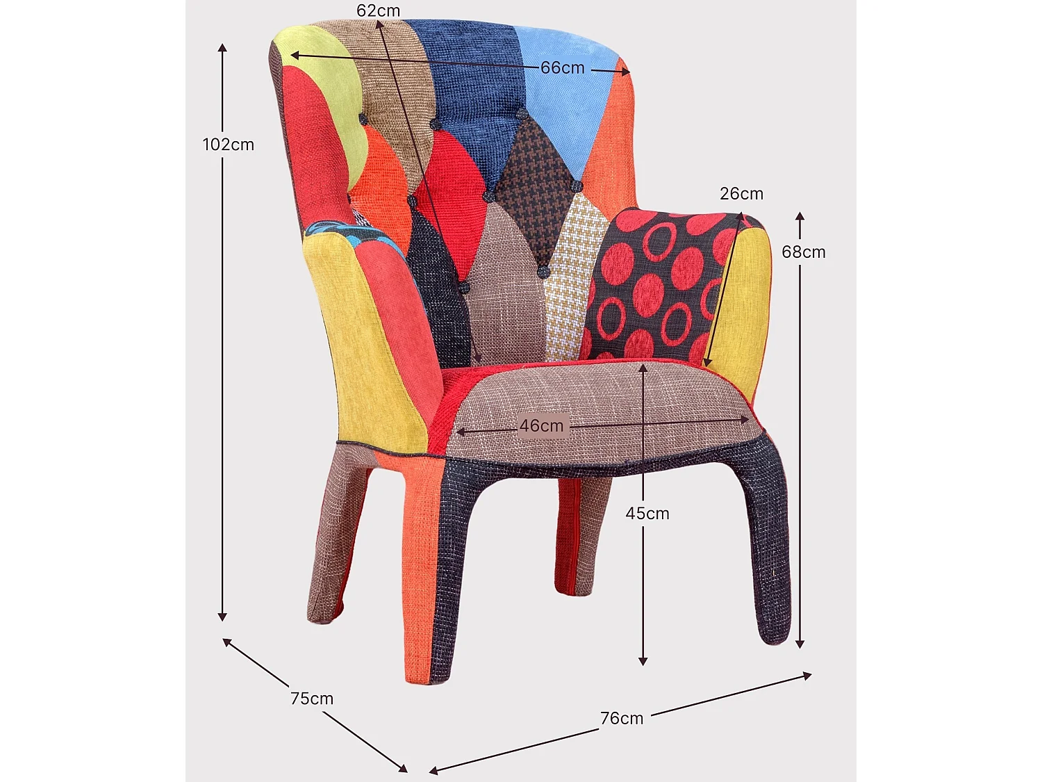 Armchair Poltrona Vintage Patchwork Poltrona Vintage Estofada Em