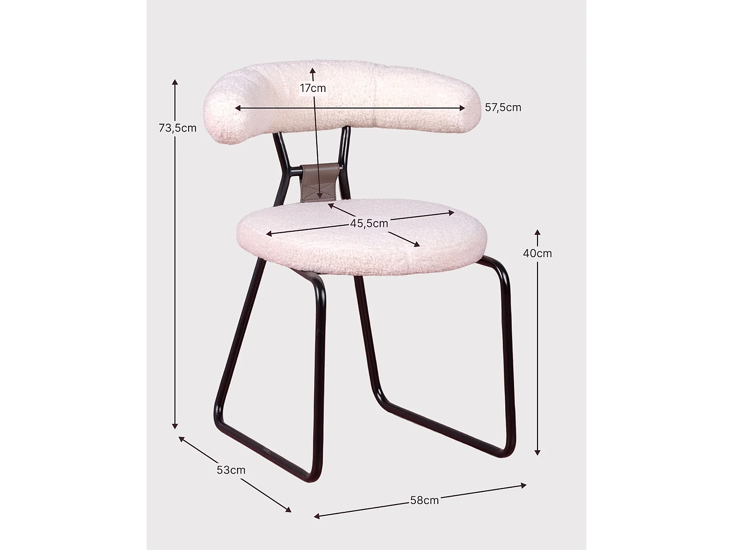 Designstoel bekleed met bouclé en gelakte stalen poten - Oxford - Wit