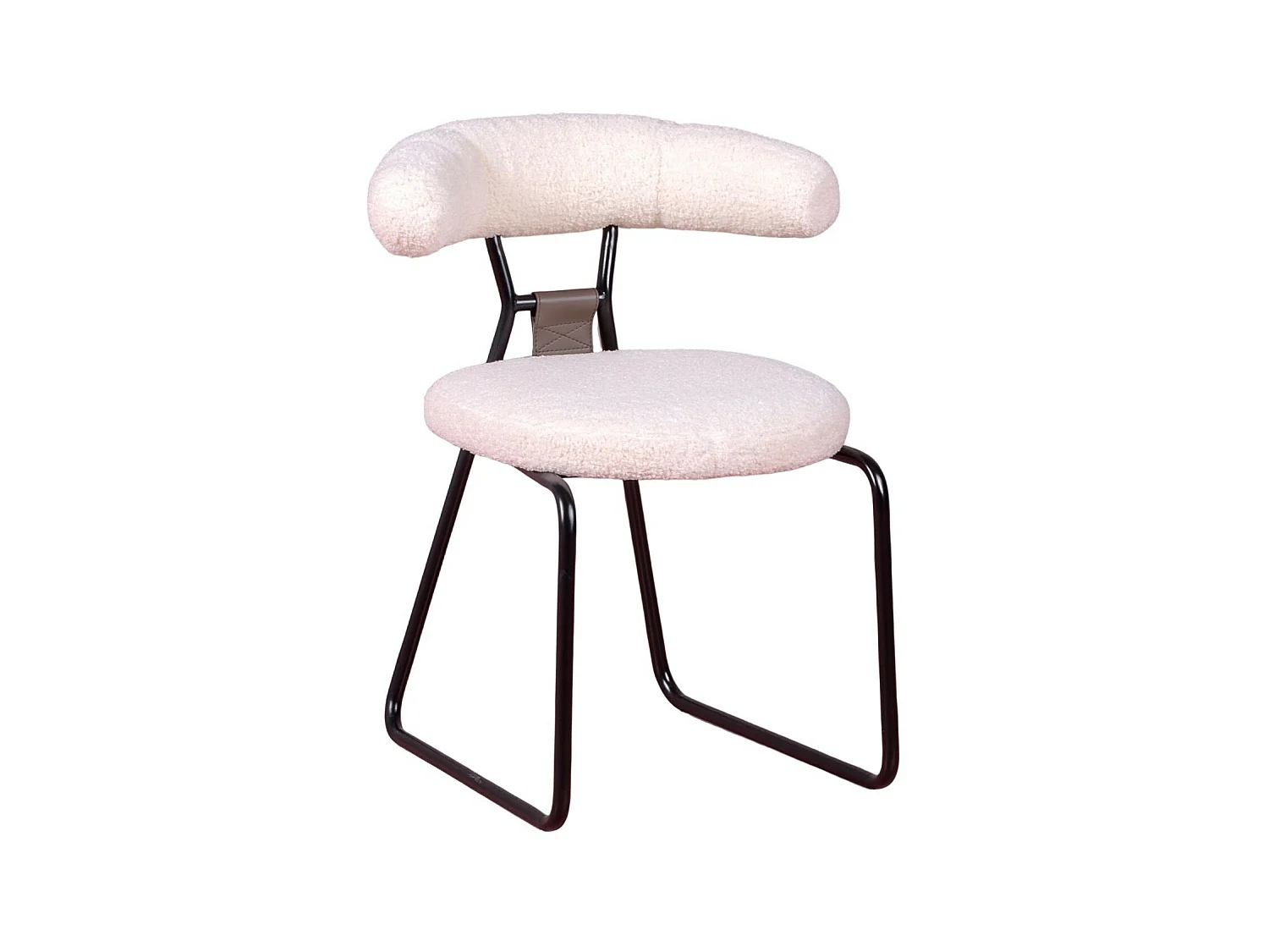 Chaise design recouverte de bouclé et pieds en acier laqué - Oxford - Blanc