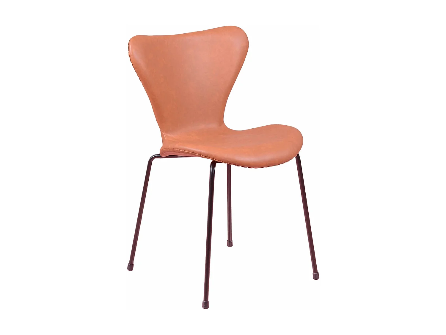 Chaise vintage tapissée de similicuir usé - Seven - Brun