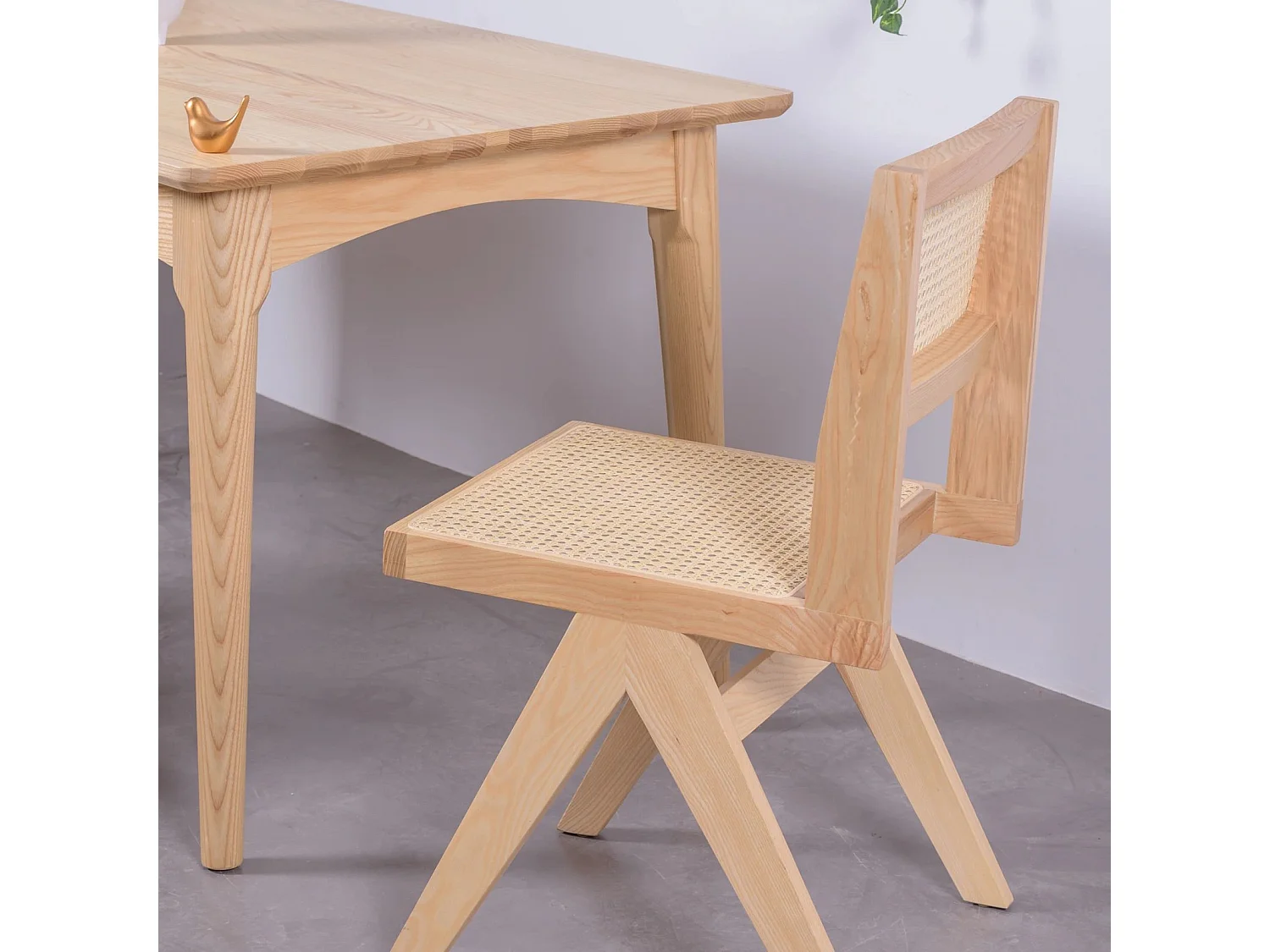 Silla cásica en rattan natural y madera de fresno - Compass - Fresno Natural