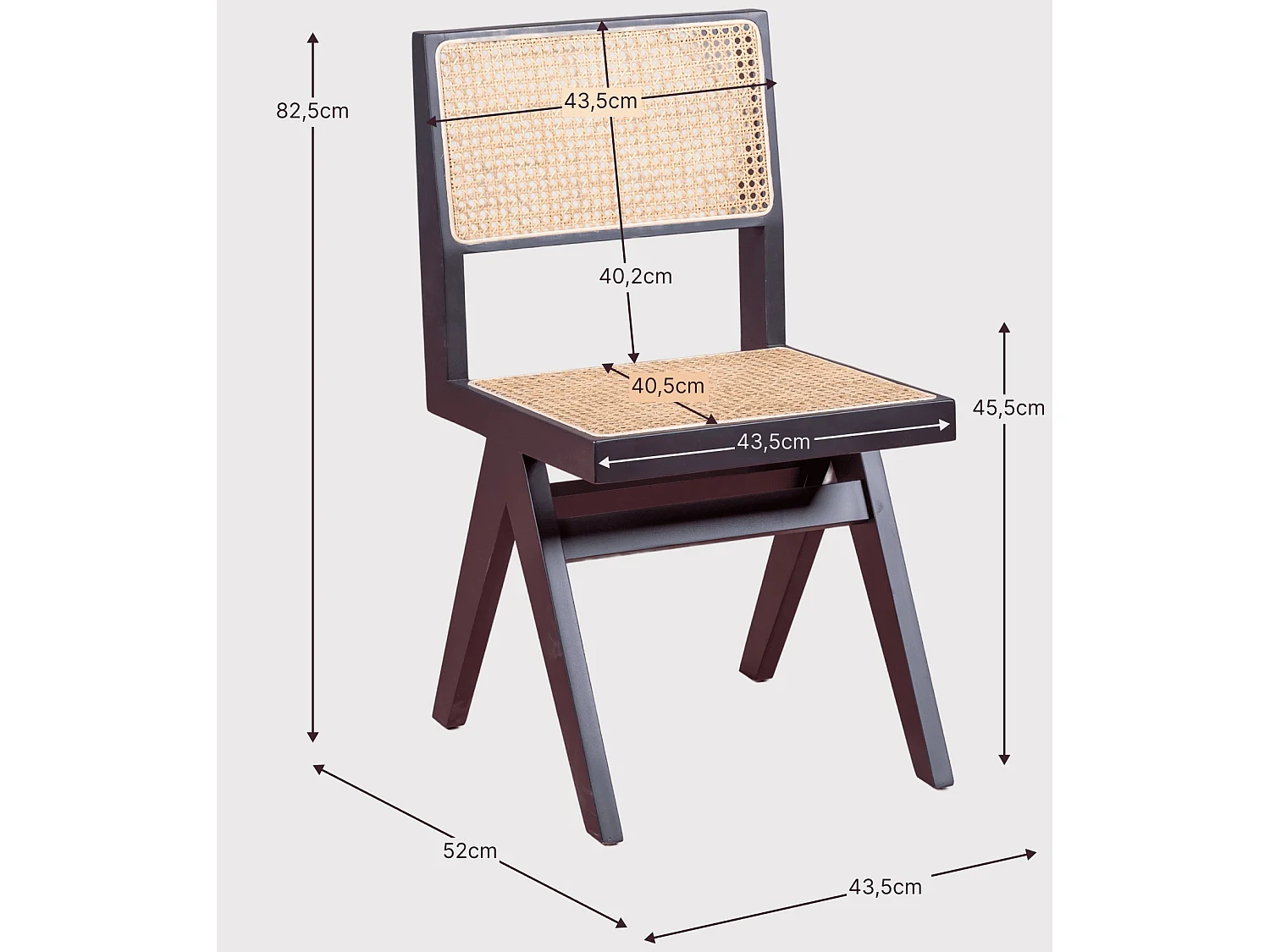 Silla cásica en rattan natural y madera de fresno - Compass - Fresno Natural