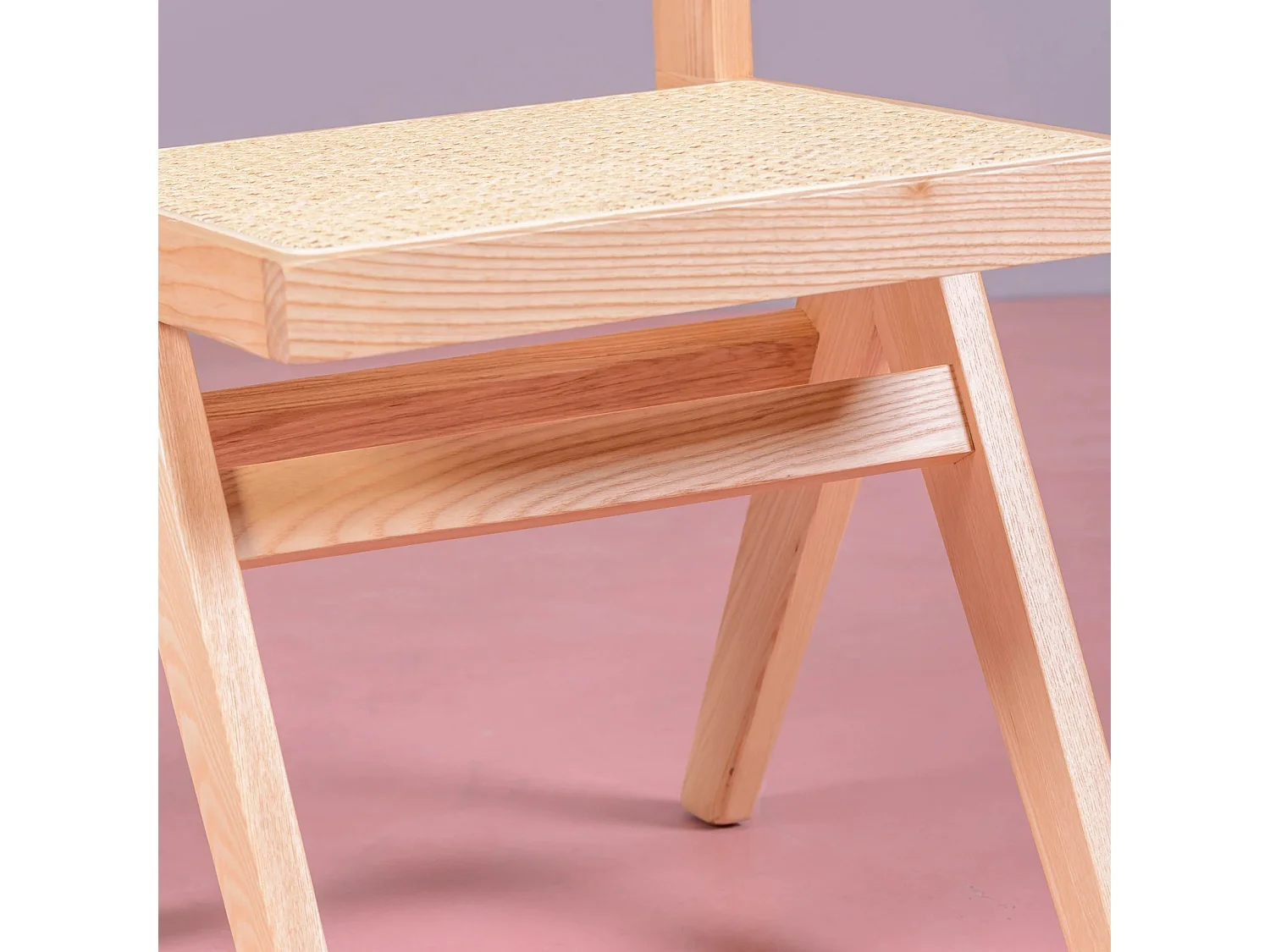 Chaise classique en rotin naturel et bois de frêne - Compass - Frêne naturel