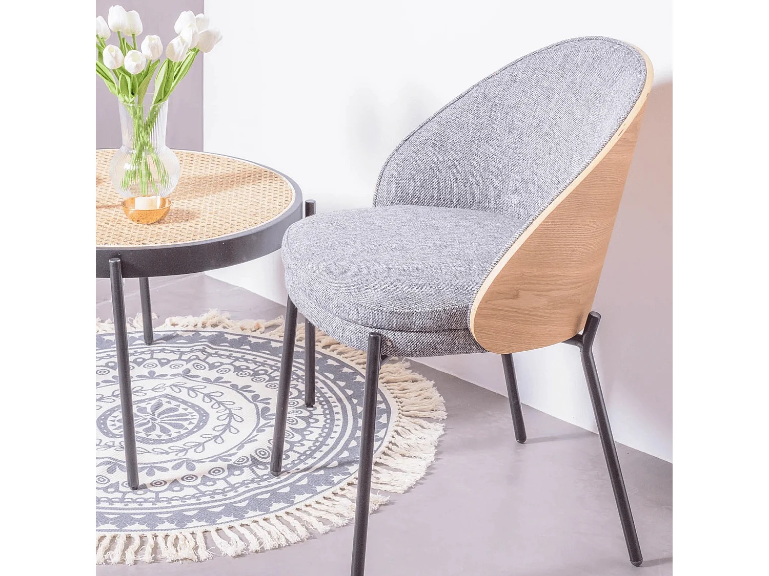 Rustieke stoel van natuurlijk essenhout - Earth - Grijs