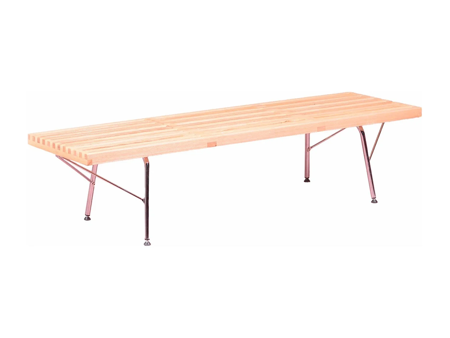 Banc rustique en frêne naturel et pieds chromés - Nelhouse - Frêne naturel