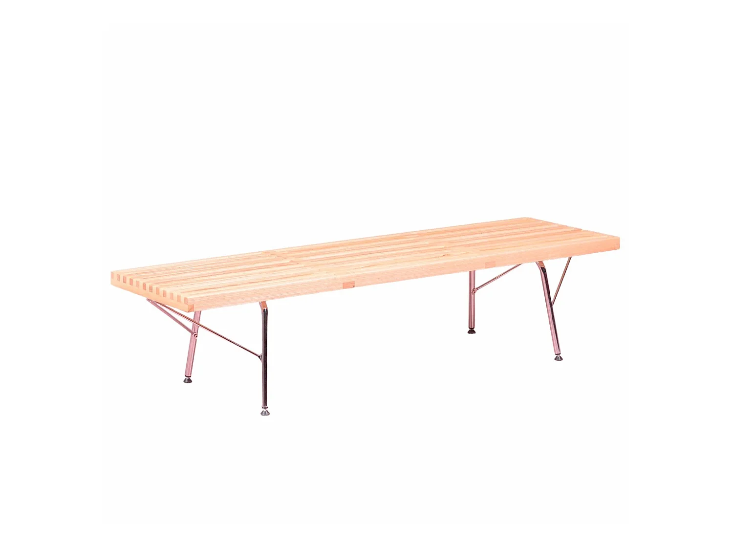 Banc rustique en frêne naturel et pieds chromés - Nelhouse - Frêne naturel