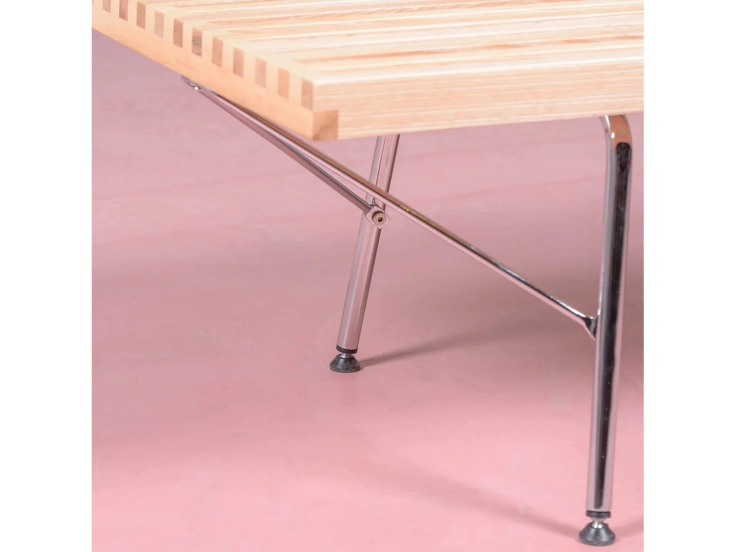 Banc rustique en frêne naturel et pieds chromés - Nelhouse - Frêne naturel