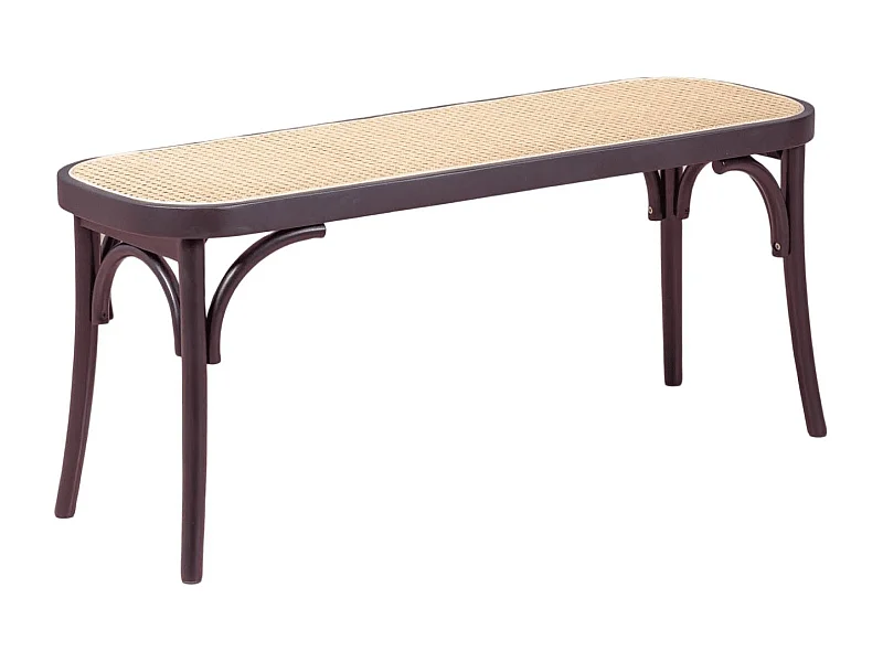 Panca vintage dal design classico in rattan naturale - North - Nero