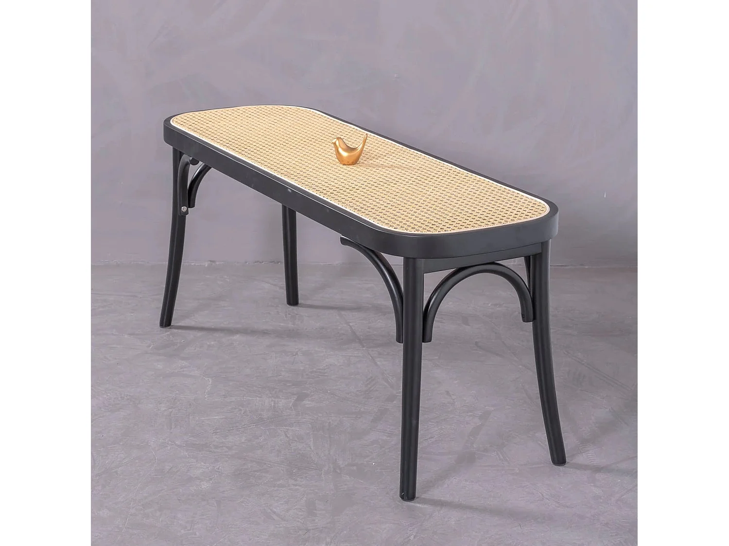 Banc vintage au design classique en rotin naturel - North - Noir