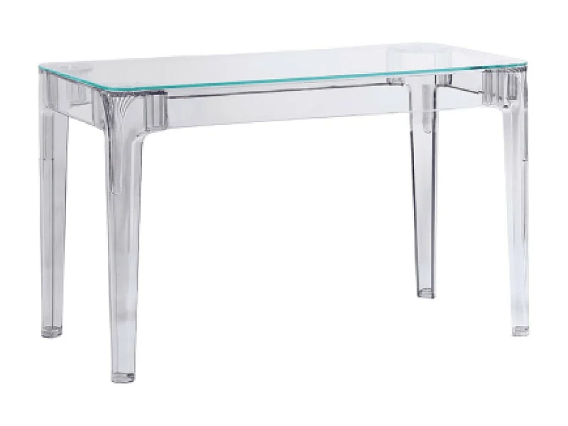 Mesa retangular de vidro com pés transparentes (120x80) - Ghost - Transparente