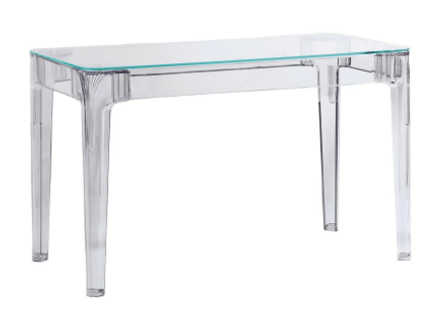 Tavolo rettangolare in vetro con gambe trasparenti (120x80) - Ghost - Trasparente