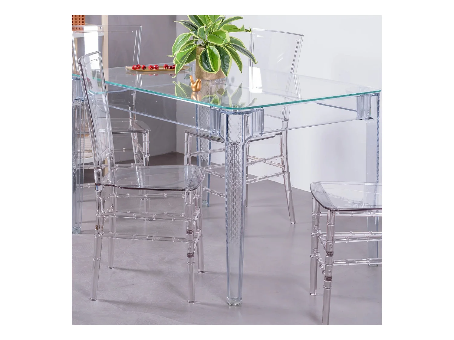 Rechthoekige glazen tafel met transparante poten (120x80) - Ghost - Transparant