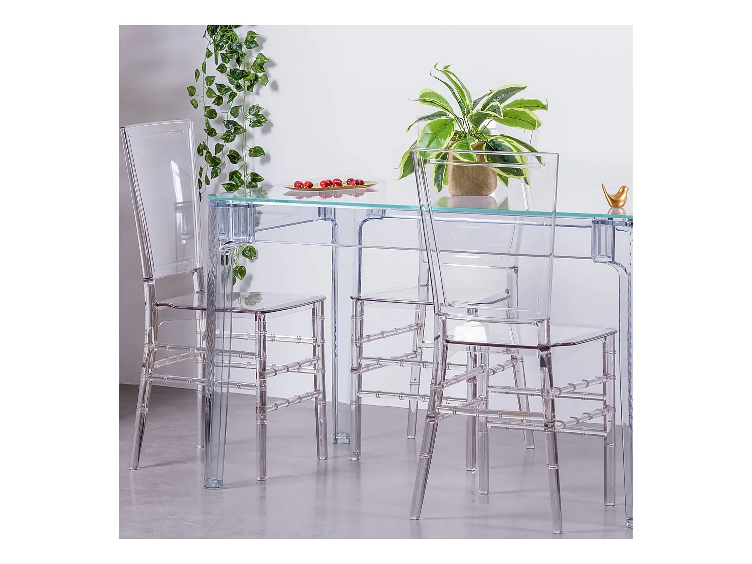 Rechthoekige glazen tafel met transparante poten (120x80) - Ghost - Transparant