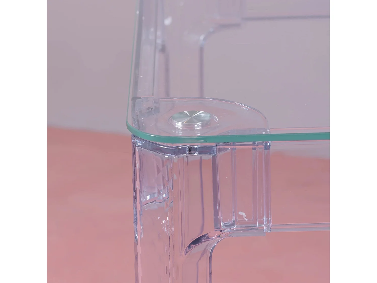 Rechteckiger Glastisch mit transparenten Beinen (120x80) - Ghost - Transparent