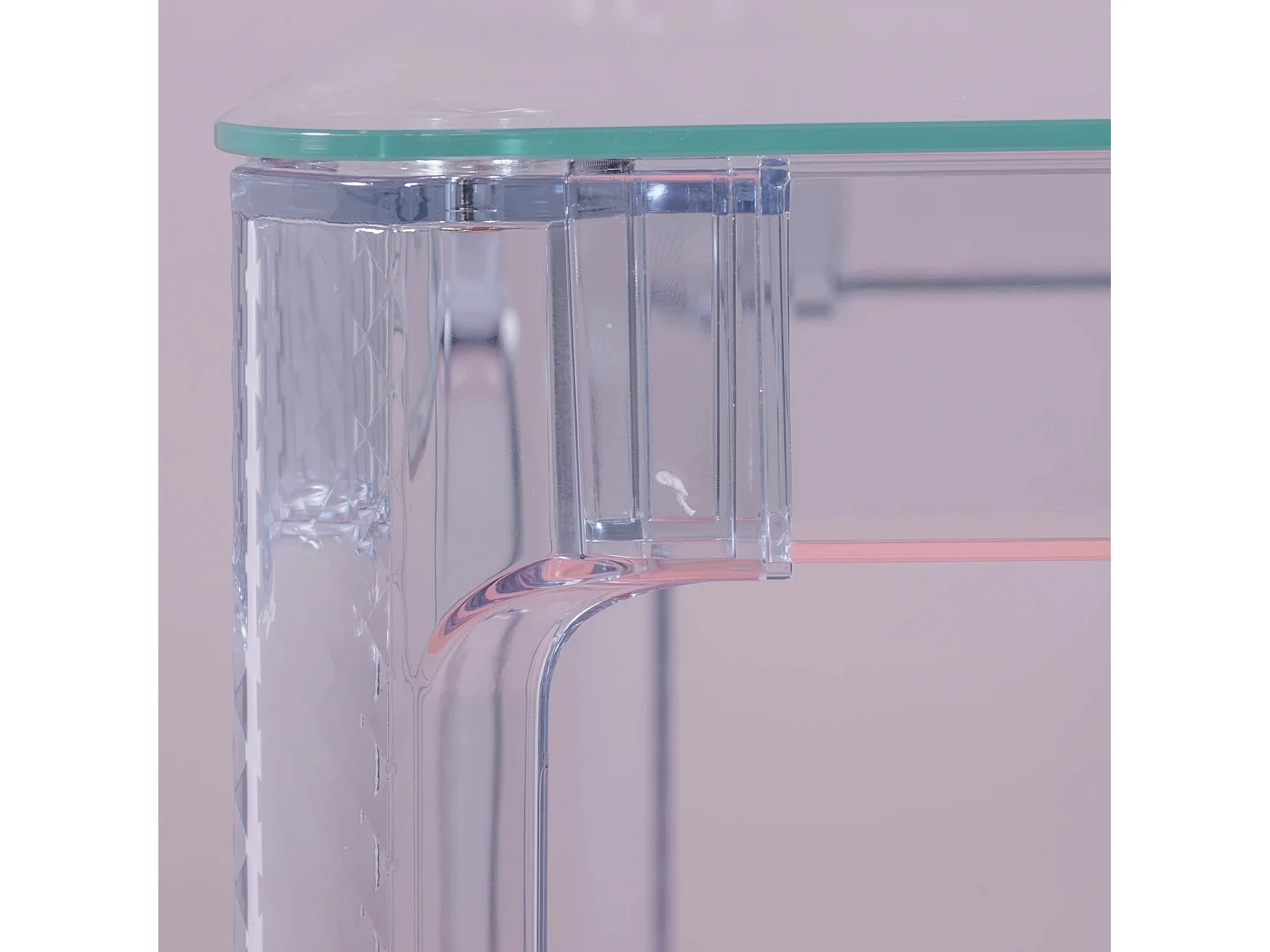 Rechteckiger Glastisch mit transparenten Beinen (120x80) - Ghost - Transparent