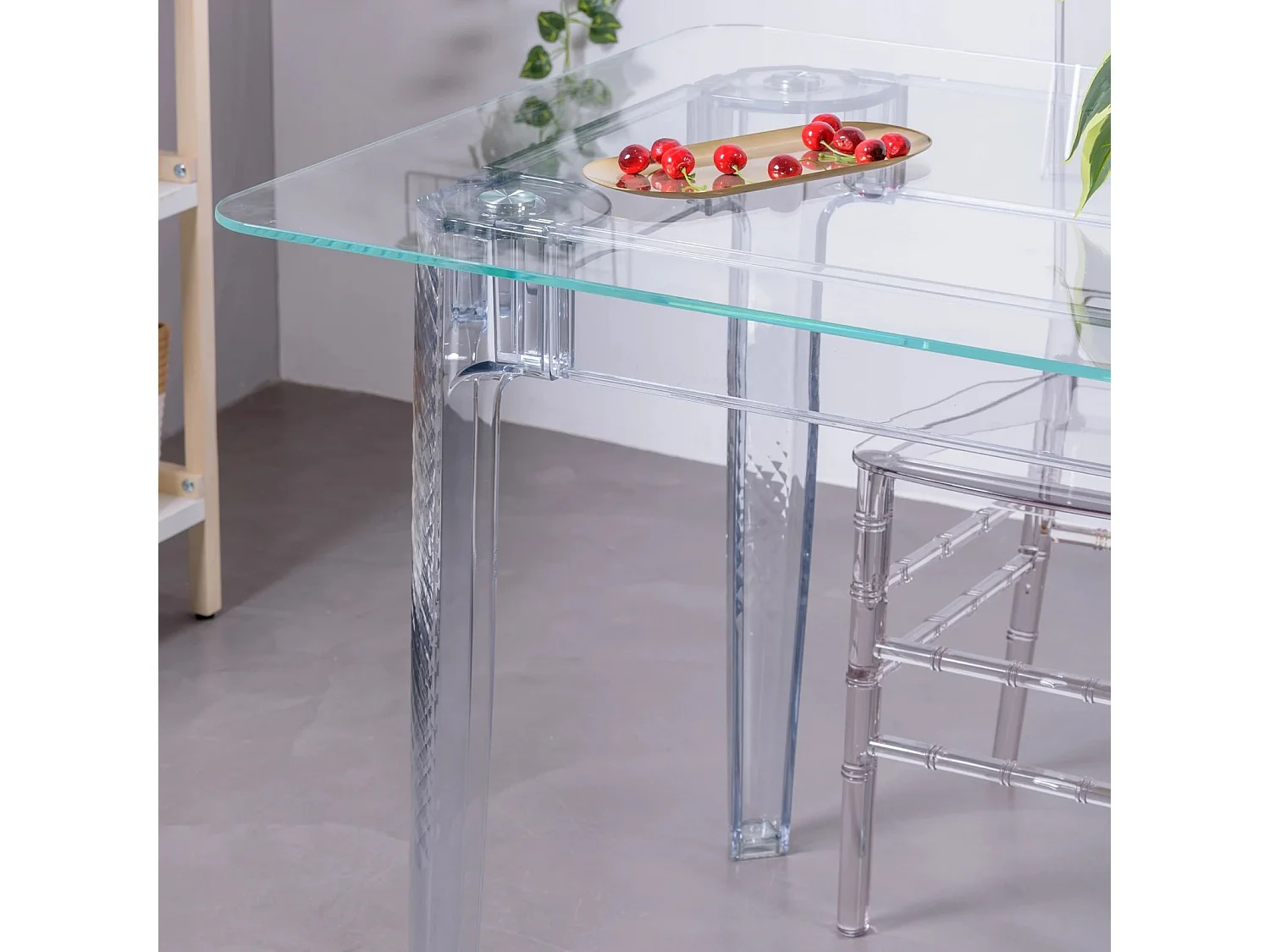 Table rectangulaire en verre avec pieds transparents (140x80) - Ghost - Transparent