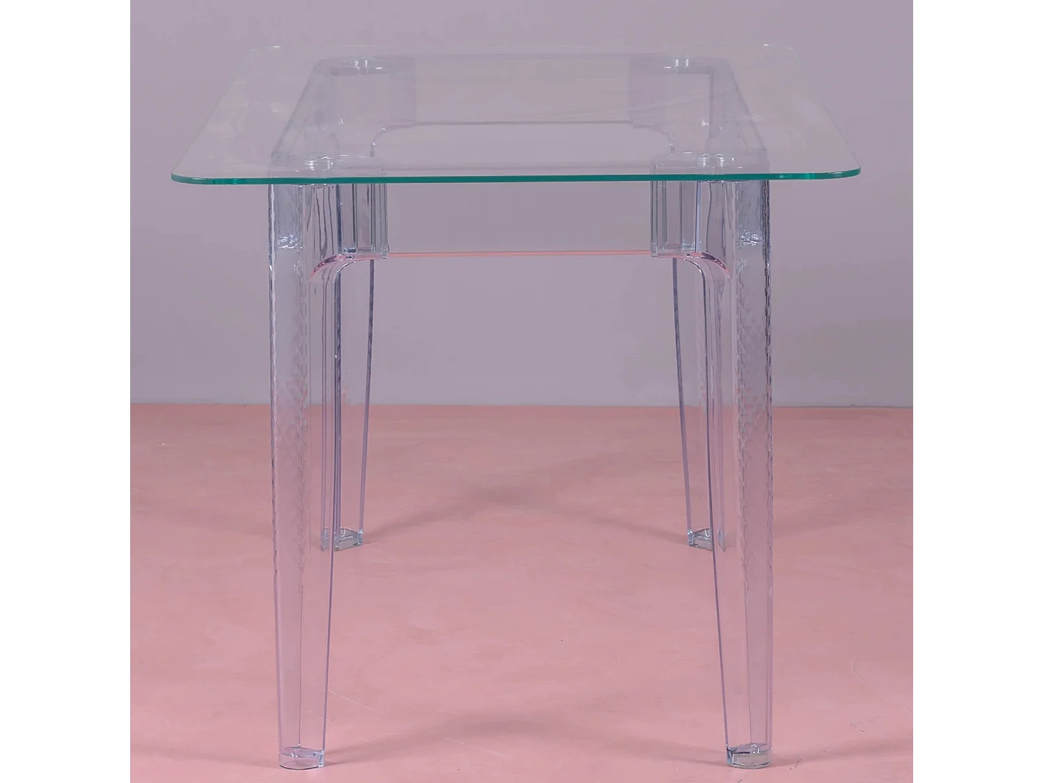 Table rectangulaire en verre avec pieds transparents (140x80) - Ghost - Transparent
