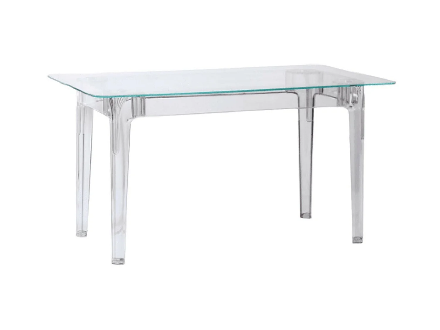 Table rectangulaire en verre avec pieds transparents (140x80) - Ghost - Transparent