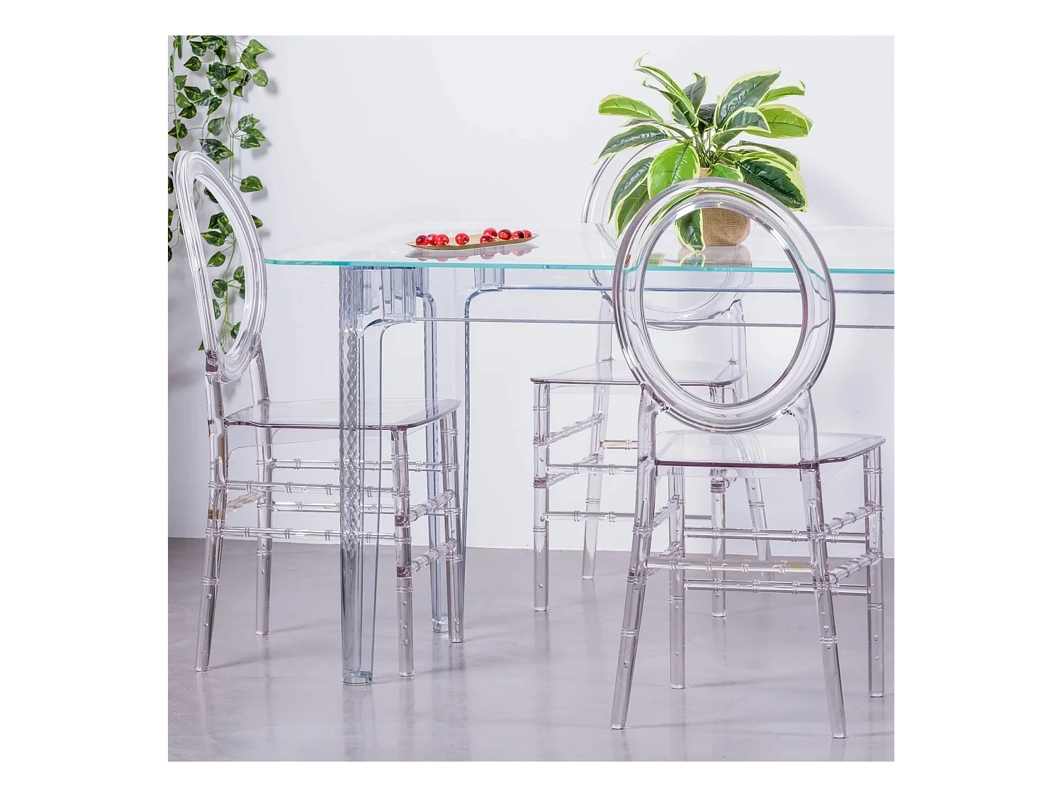 Rechthoekige glazen tafel met transparante poten (140x80) - Ghost - Transparant