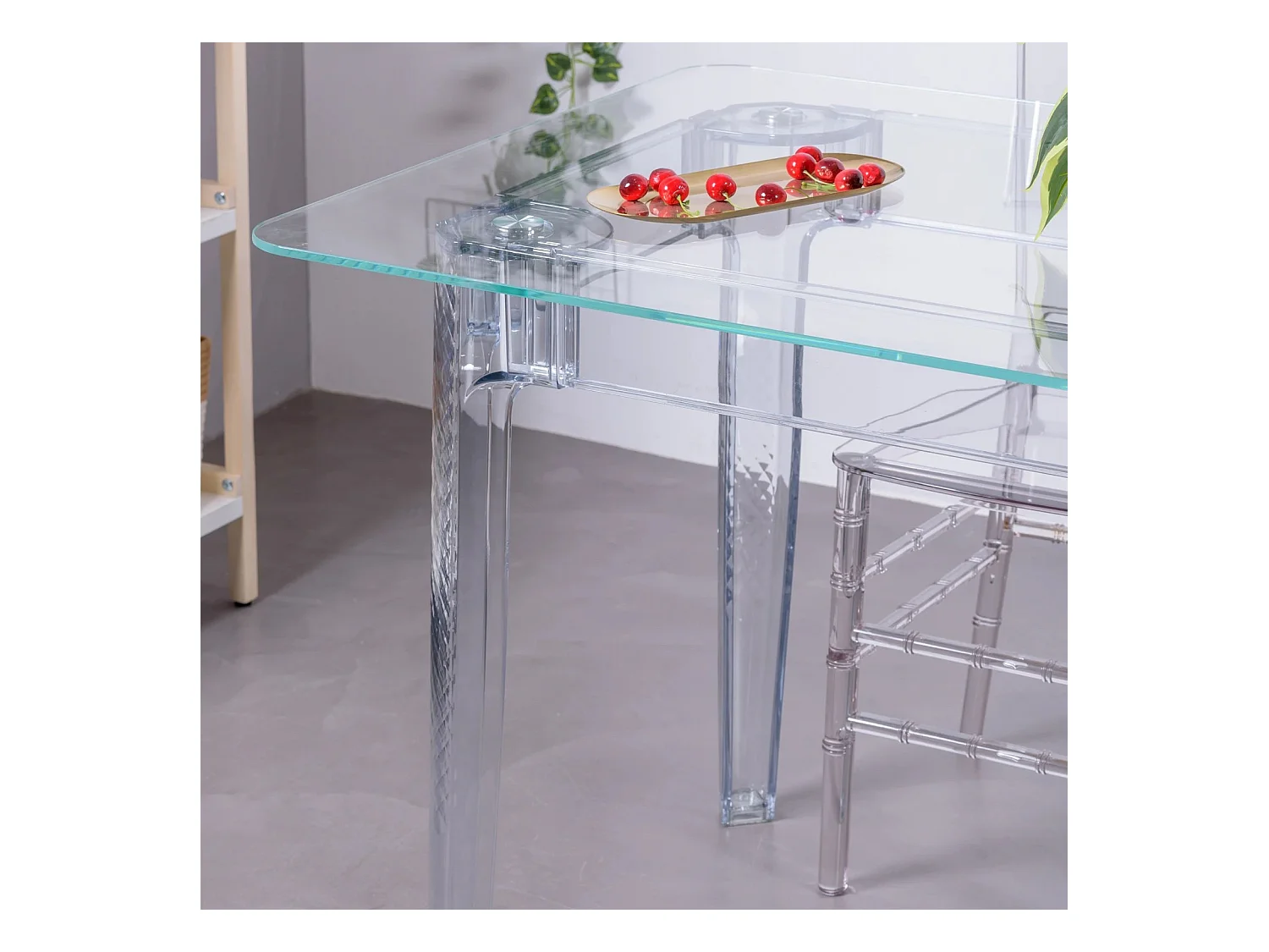 Rechthoekige glazen tafel met transparante poten (140x80) - Ghost - Transparant