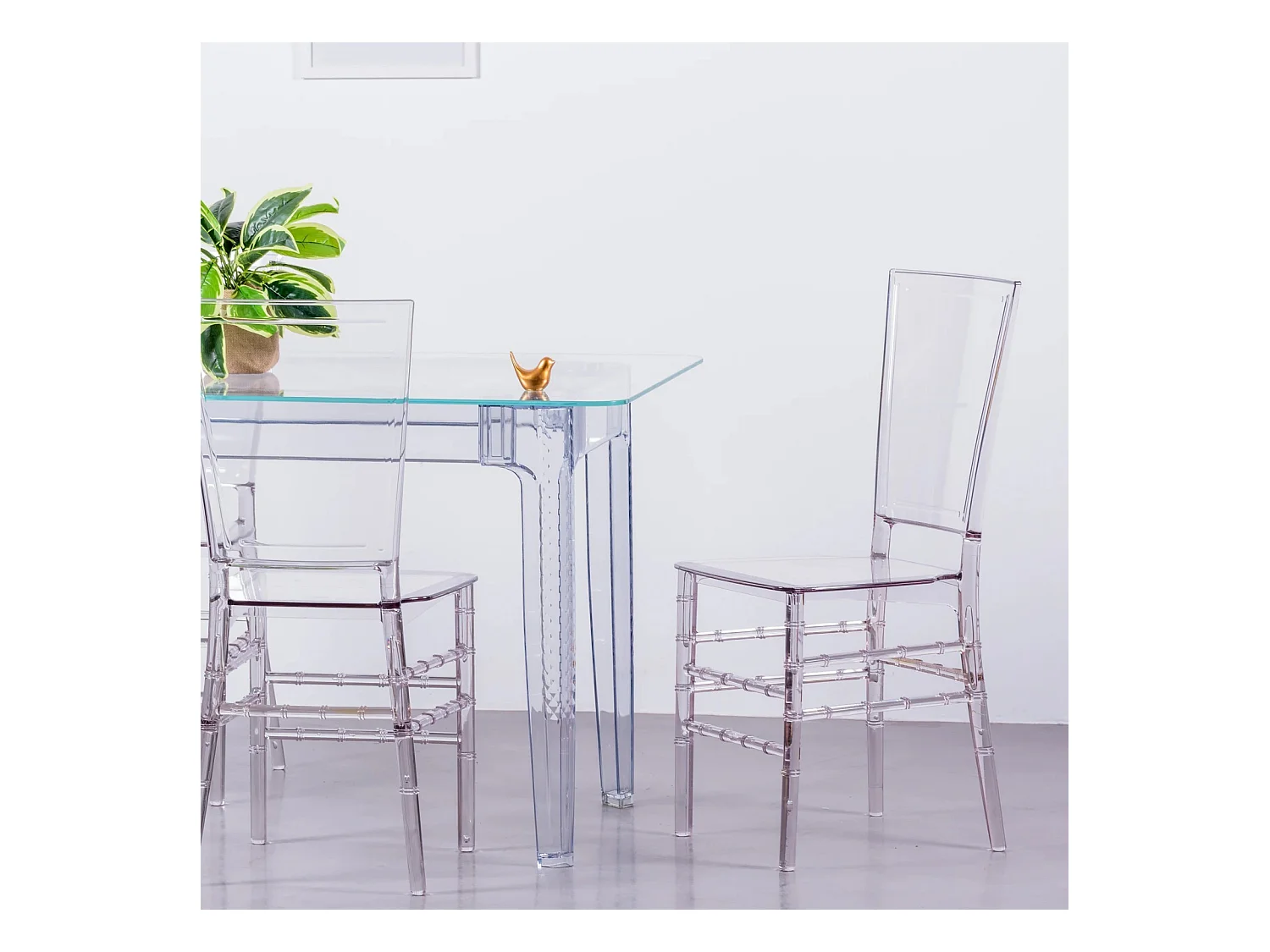 Rechthoekige glazen tafel met transparante poten (140x80) - Ghost - Transparant