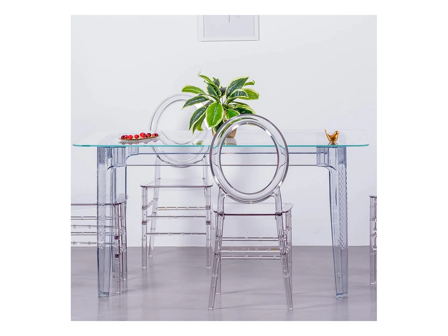 Rechthoekige glazen tafel met transparante poten (140x80) - Ghost - Transparant