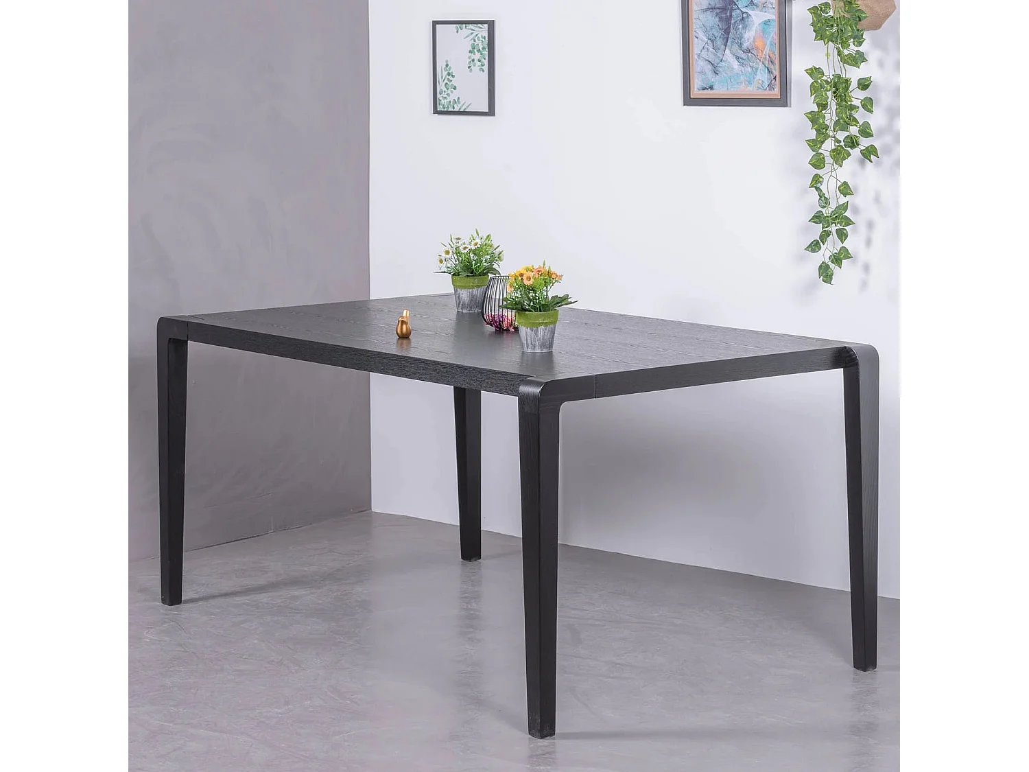 Rechthoekige essenhouten eettafel (150x90) - Inmod - Zwart