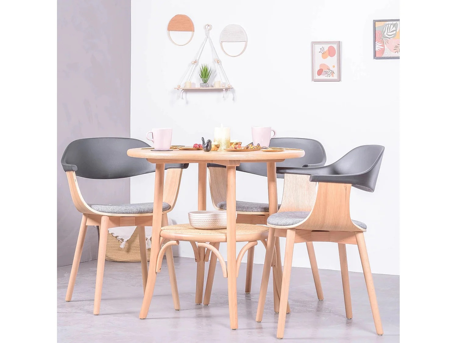 Mesa retro redonda estilo vintage en madera de fresno natural (80cm) - Oldhouse - Fresno Natural