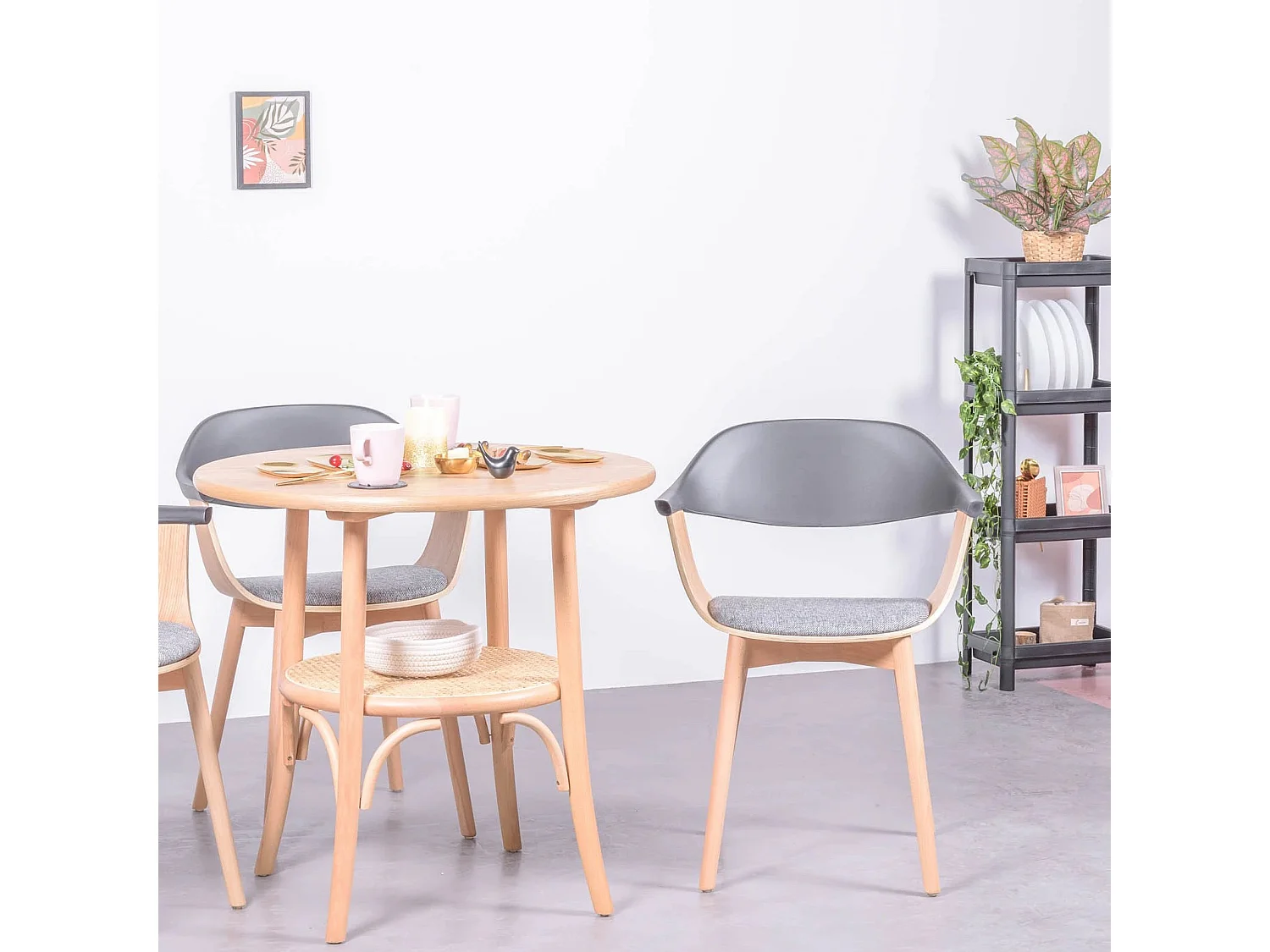 Mesa retro redonda estilo vintage en madera de fresno natural (80cm) - Oldhouse - Fresno Natural