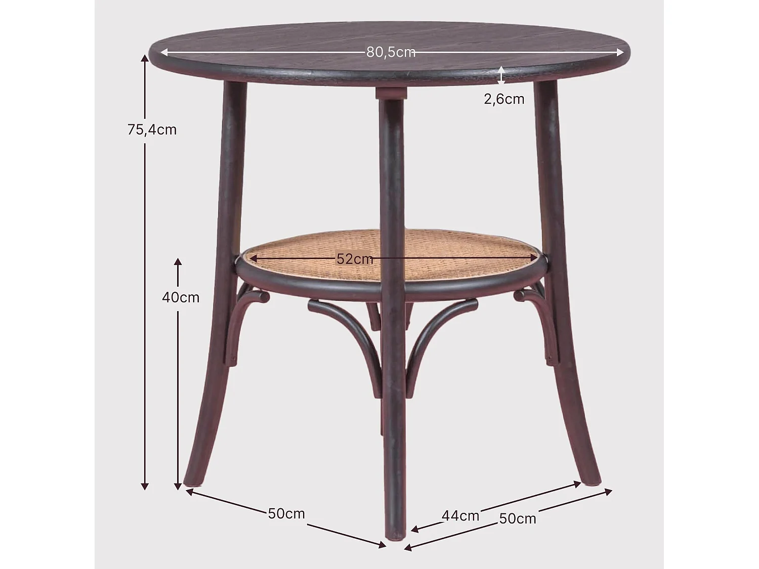 Mesa retro redonda estilo vintage en madera de fresno natural (80cm) - Oldhouse - Fresno Natural