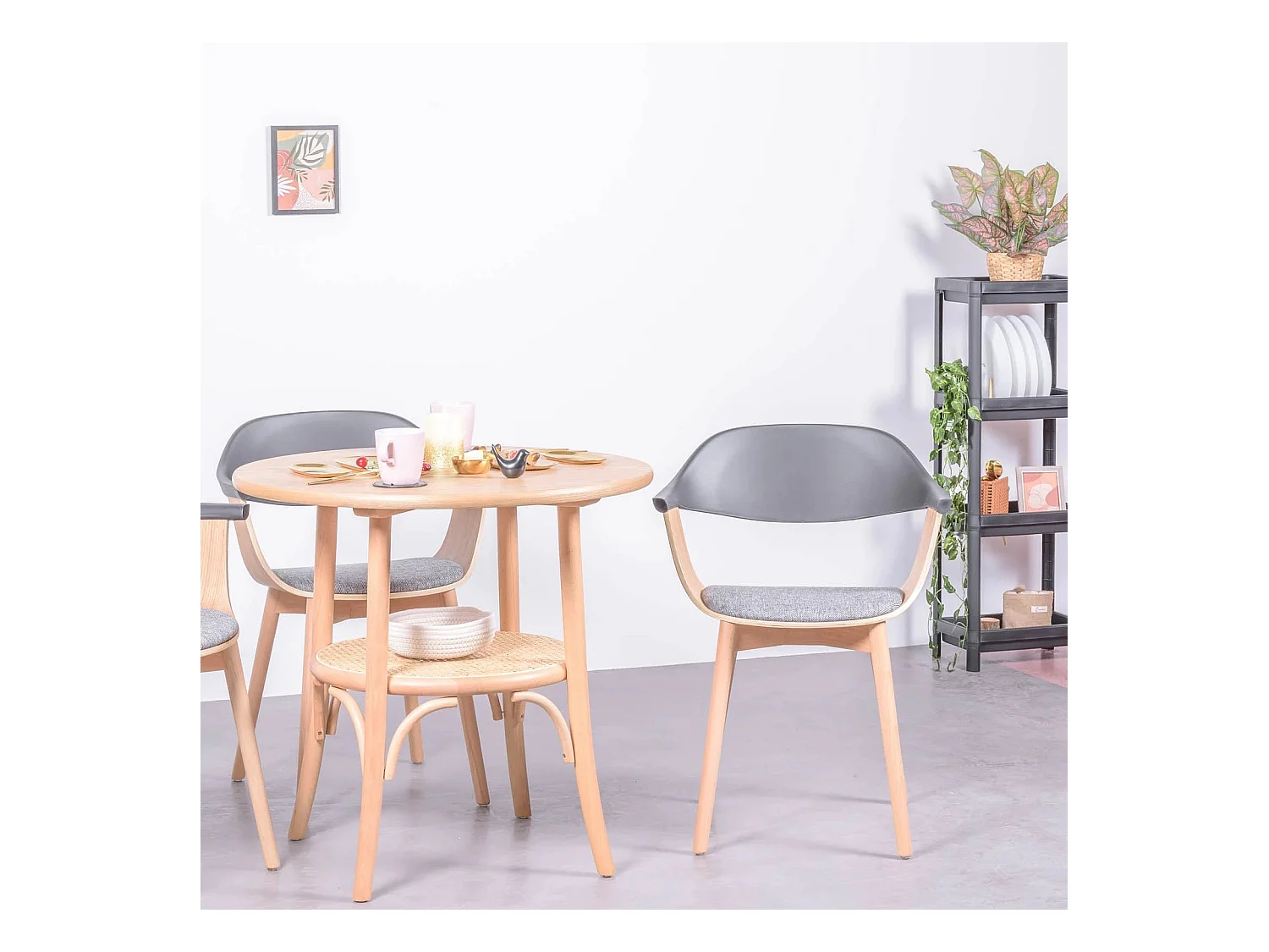 Table ronde rétro de style vintage en bois de frêne naturel (80cm) - Oldhouse - Frêne naturel