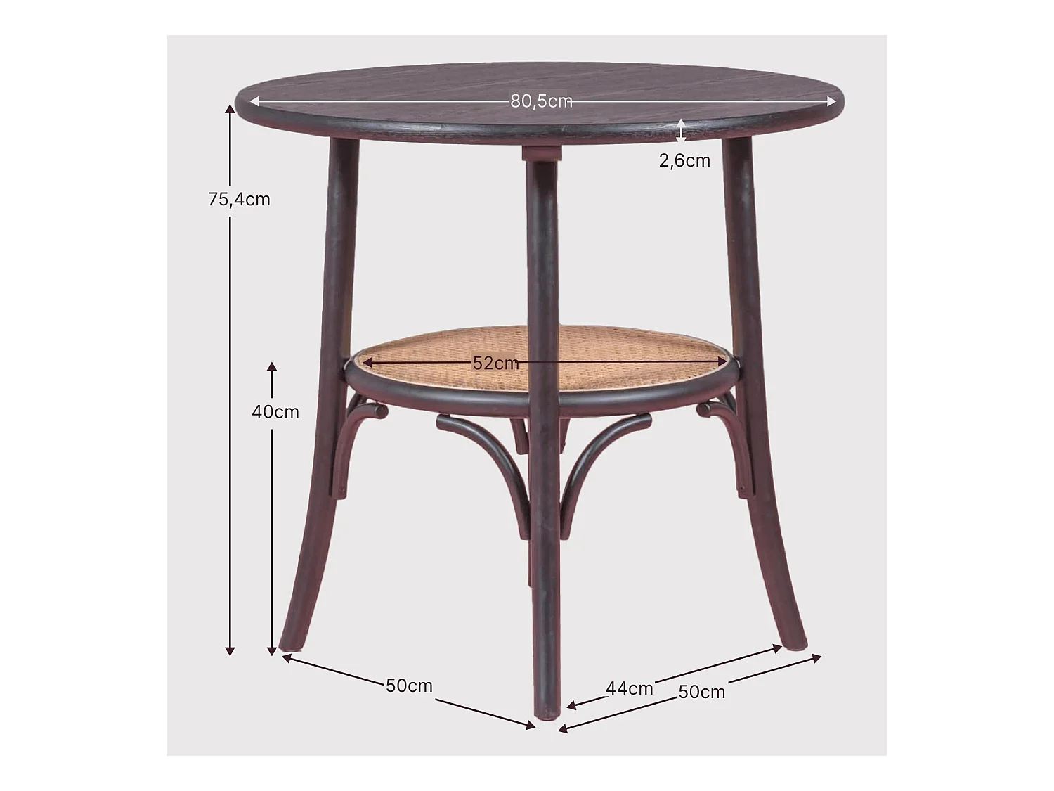 Table ronde rétro de style vintage en bois de frêne naturel (80cm) - Oldhouse - Frêne naturel
