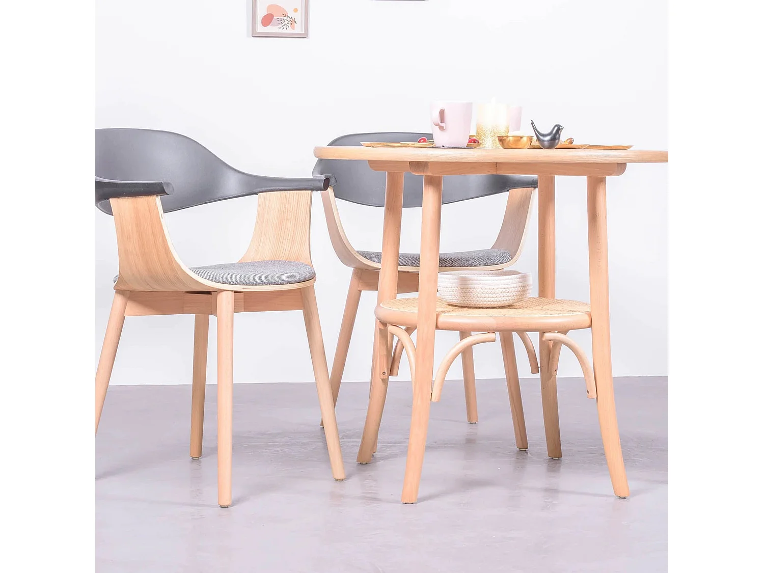 Retro ronde vintage stijl tafel in natuurlijk essenhout (80cm) - Oldhouse - Natuurlijke as