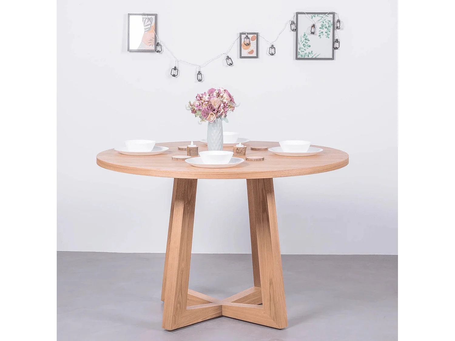 Table à manger ronde en frêne naturel (115cm) - Soho - Frêne naturel