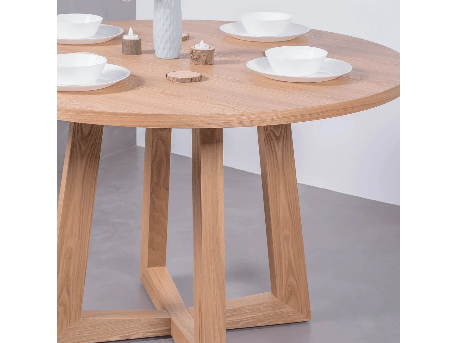 Table à manger ronde en frêne naturel (115cm) - Soho - Frêne naturel