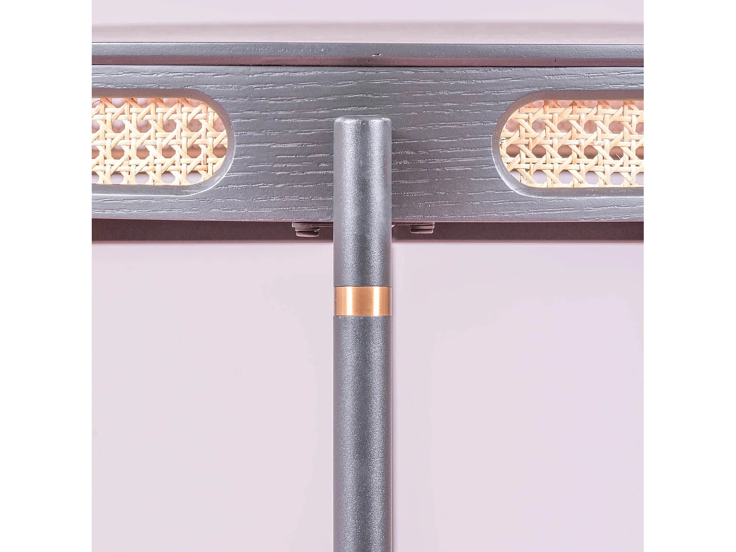 Runder Retro-Esstisch mit natürlichen Rattandetails (80 cm) - North - Schwarz