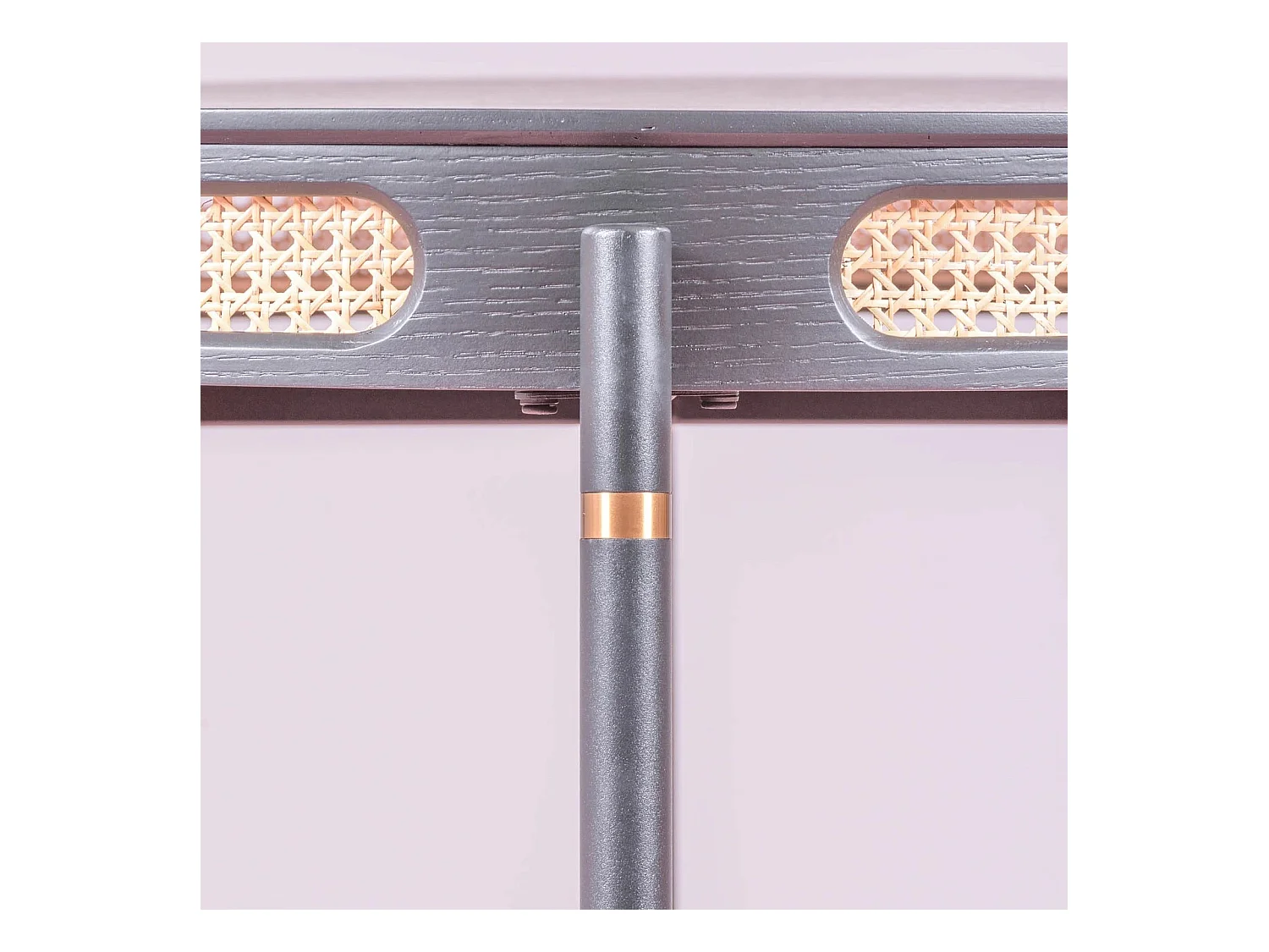 Retro ronde eettafel met natuurlijke rotan details (80cm) - North - Zwart