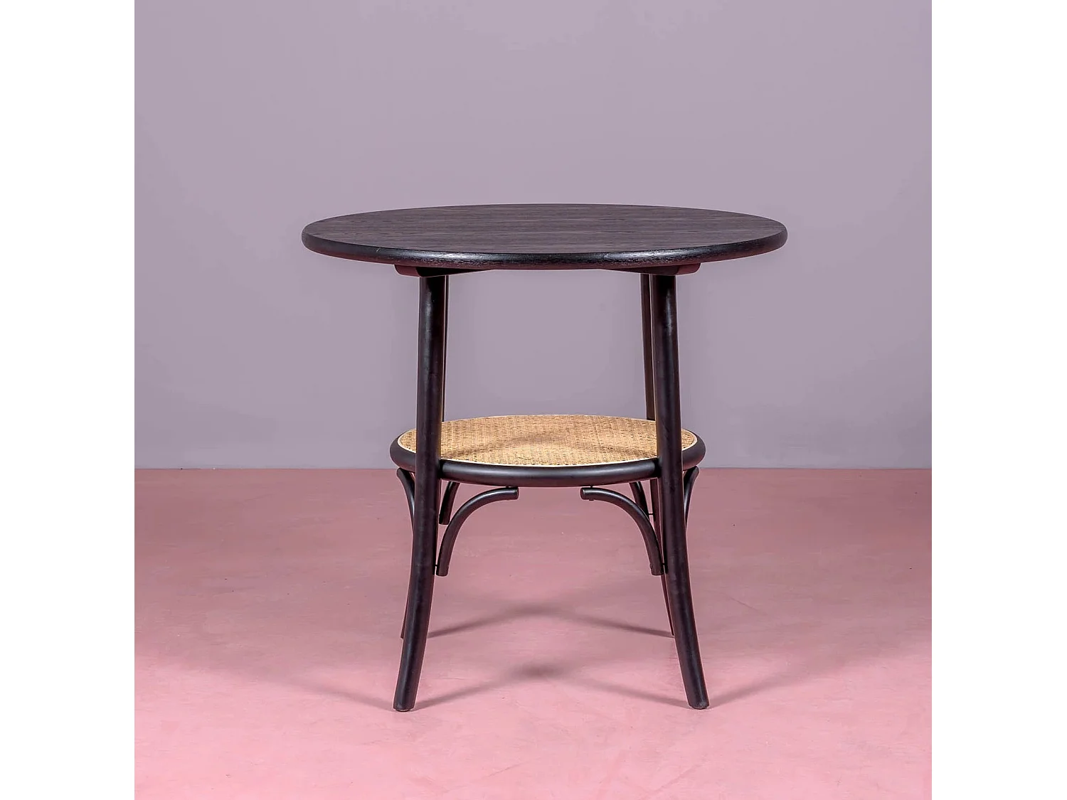 Mesa retro redonda estilo vintage en madera de fresno natural (80cm) - Oldhouse - Negro