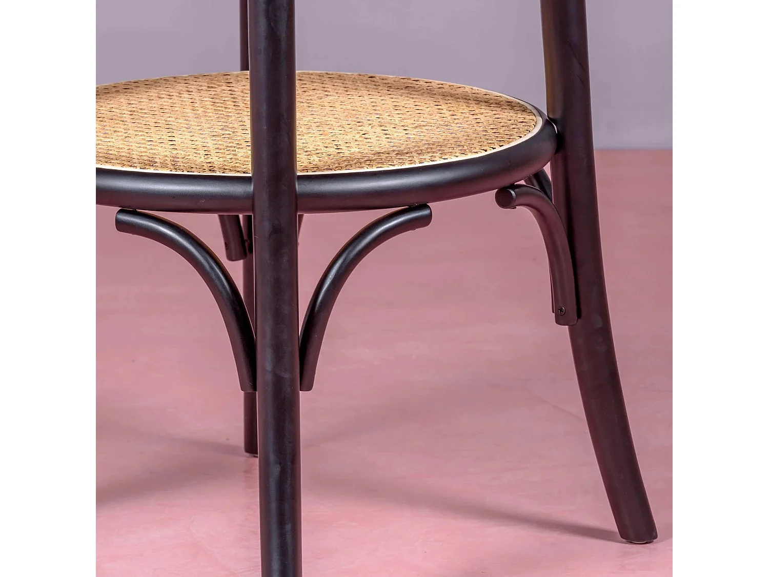 Retro ronde vintage stijl tafel in natuurlijk essenhout (80cm) - Oldhouse - Zwart