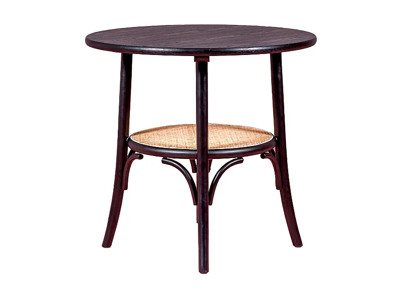 Mesa retrô redonda estilo vintage em madeira de freixo natural (80cm) - Oldhouse - Preto