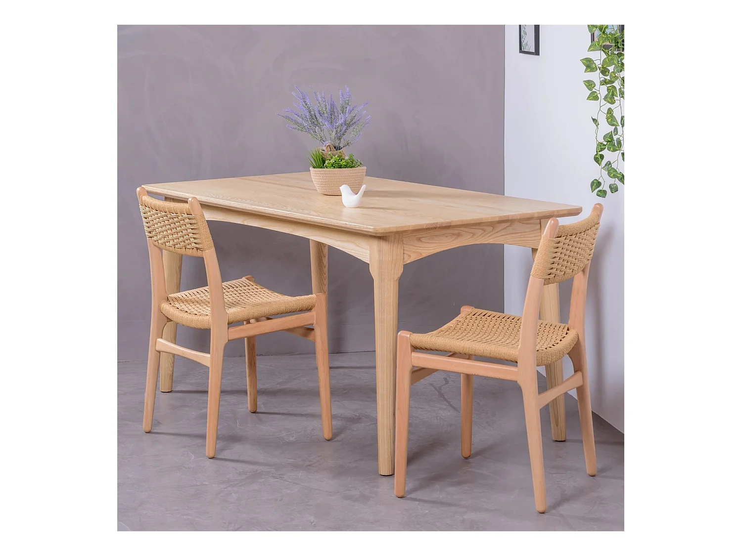 Table à manger rectangulaire en bois de frêne - Liam - Frêne naturel