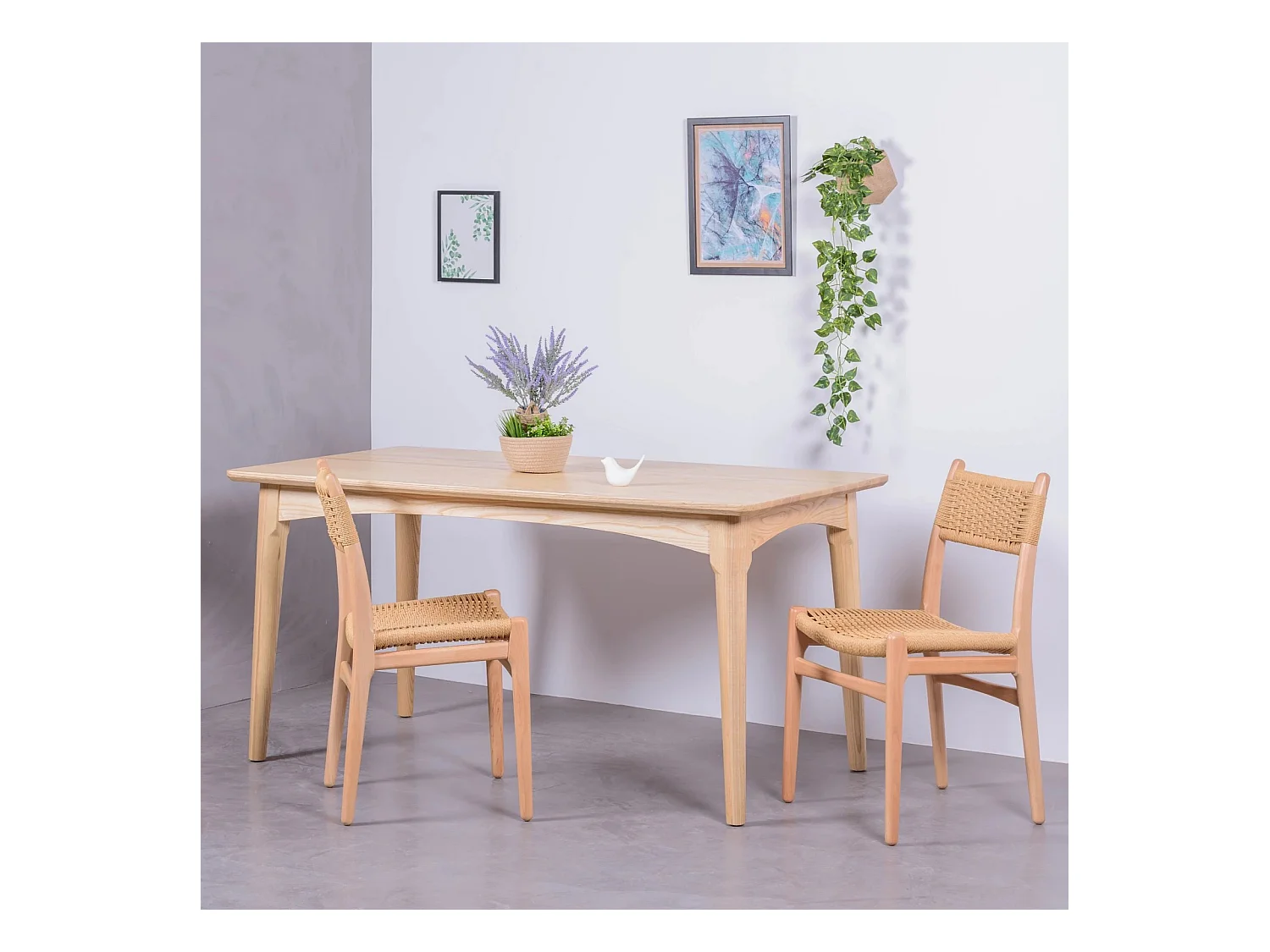 Table à manger rectangulaire en bois de frêne - Liam - Frêne naturel