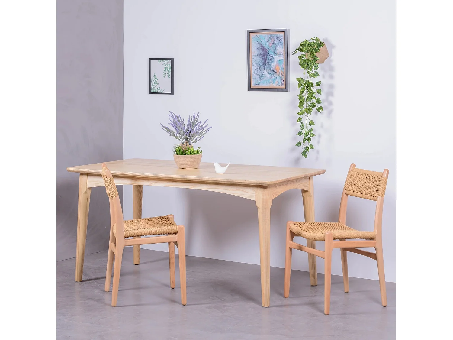 Table à manger rectangulaire en bois de frêne - Liam - Frêne naturel