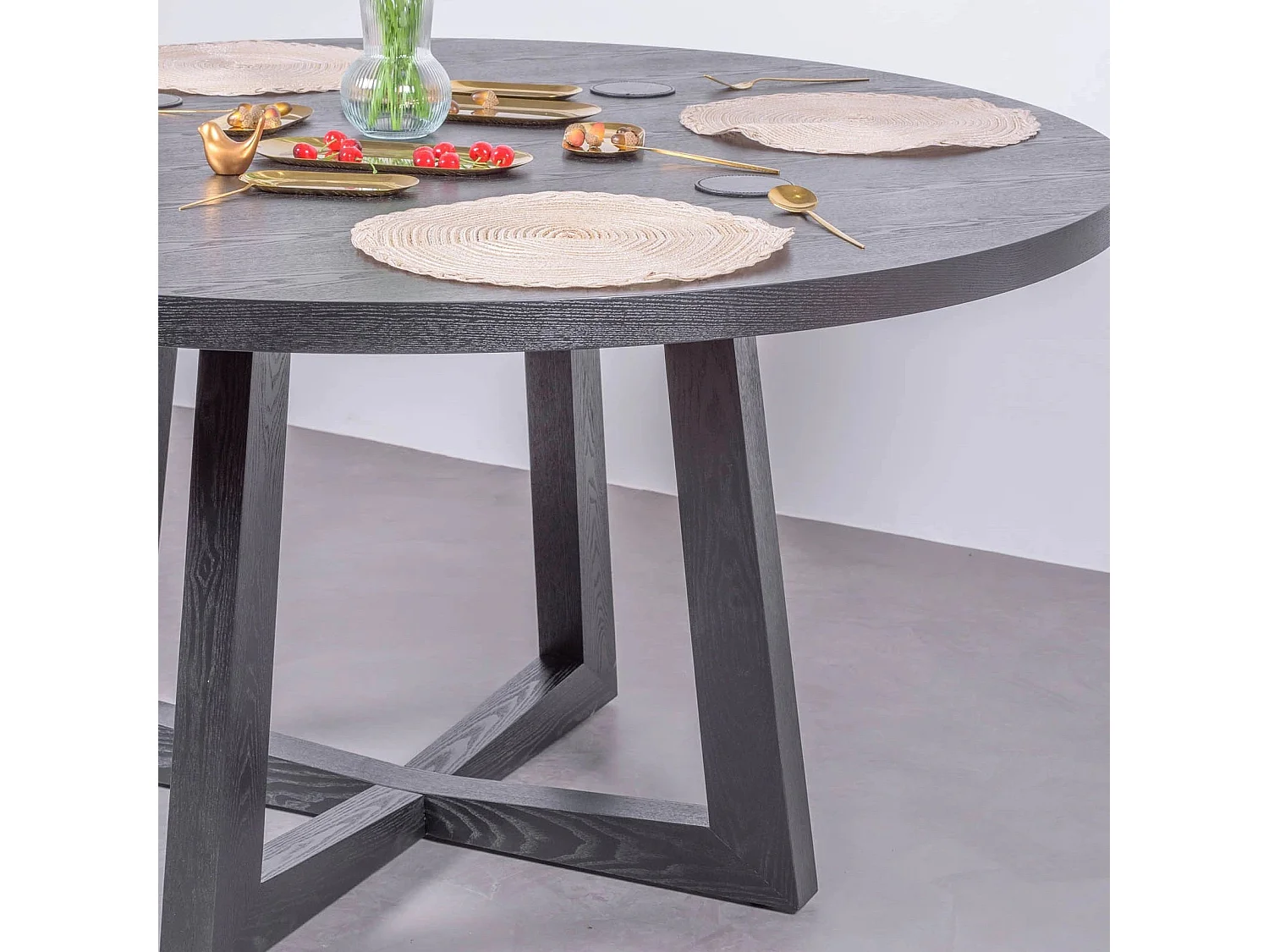 Ronde eettafel in naturel essen (150cm) - Soho - Zwart