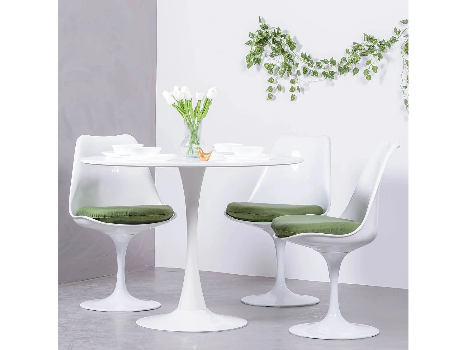 Table à manger ronde design (100cm) - Stratus - Blanc