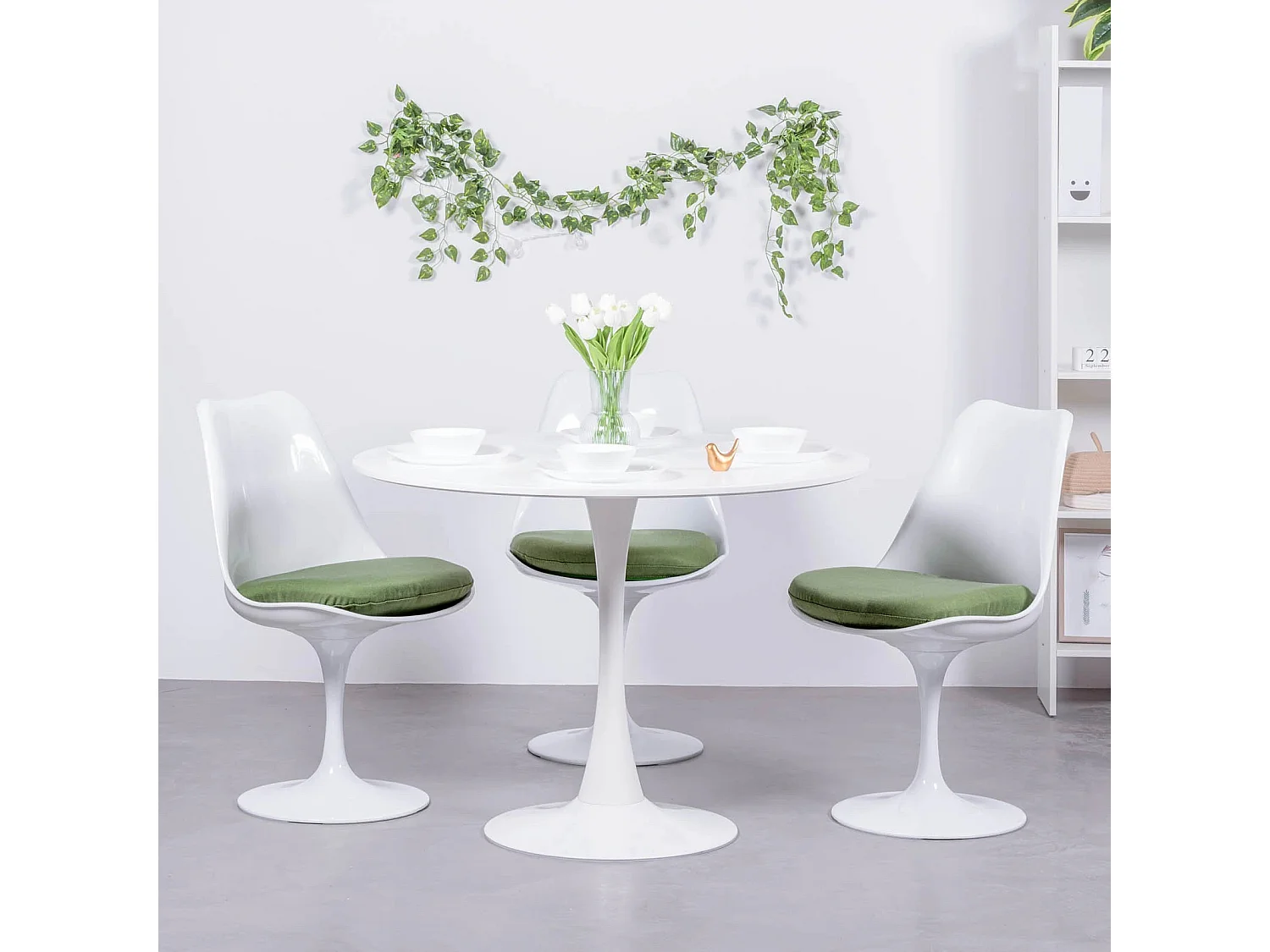 Table à manger ronde design (100cm) - Stratus - Blanc